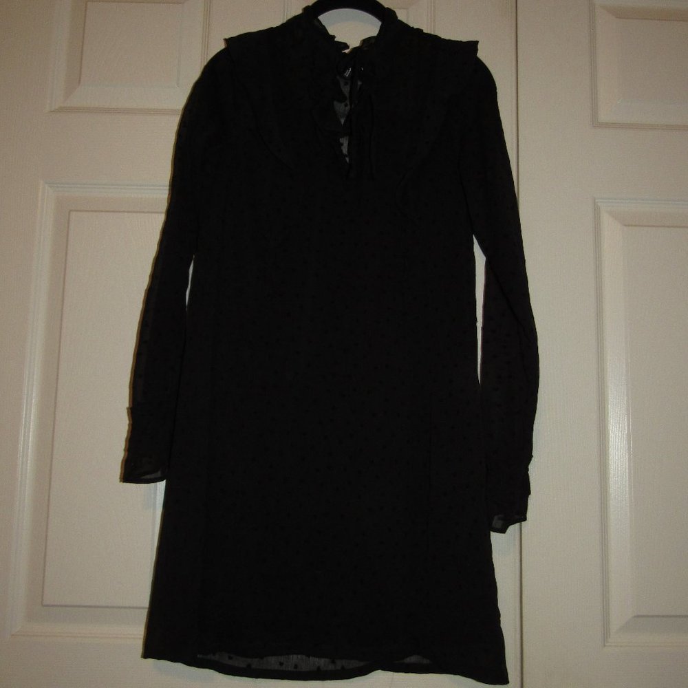 H&M Divided Sheer Black Heart Dress with Tie Size 4